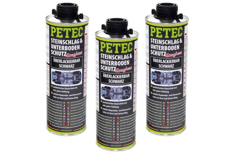 3x PETEC 1L Steinschlag & Unterbodenschutz Saugdose Schwarz überlackierbar von PETEC