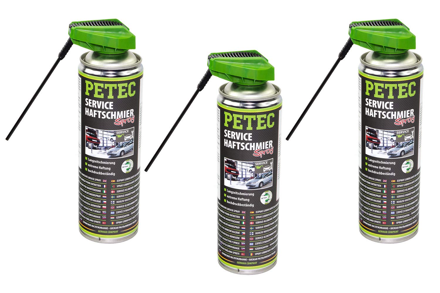 3x PETEC 500ml Service- Haftschmier- Spray Transparent Langzeitschmierung Grease von PETEC