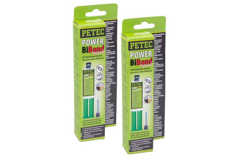 PETEC 48 ml Power BiBond 2-Komponenten Hochleistungsklebstoff für Innen Außen, Epoxidharz, Grün, Kartusche, hochviskos von PETEC