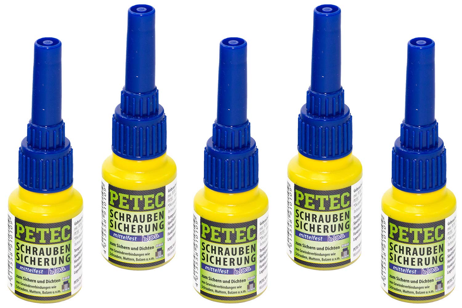 5x 10g Petec Schraubensicherung mittelfest Flasche 91010 Schraubenkleber Flasche von PETEC