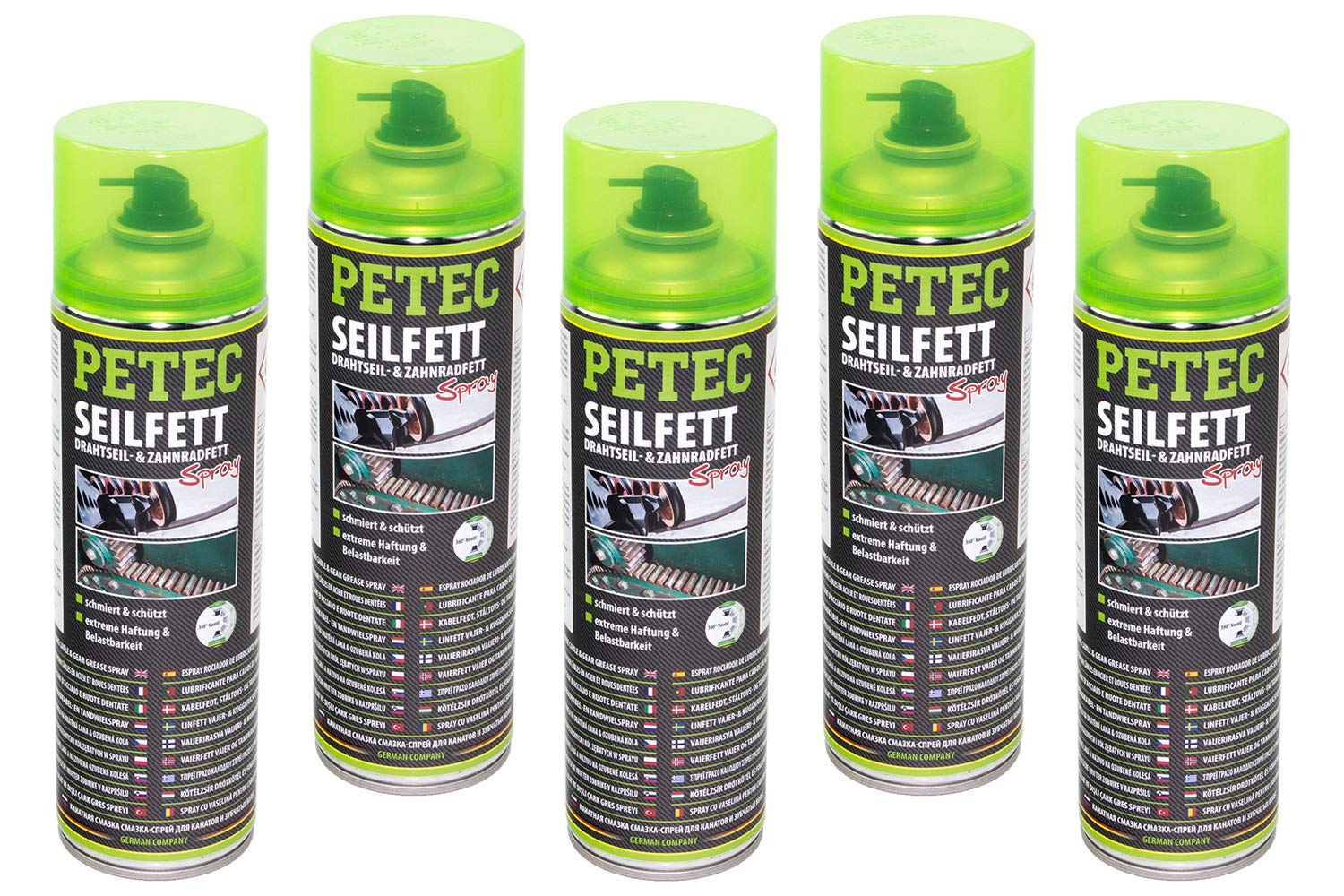5x PETEC 500ml Seilfett Spray Drahtseil-& Zahnradfett Schutz Schmierung Grease von PETEC