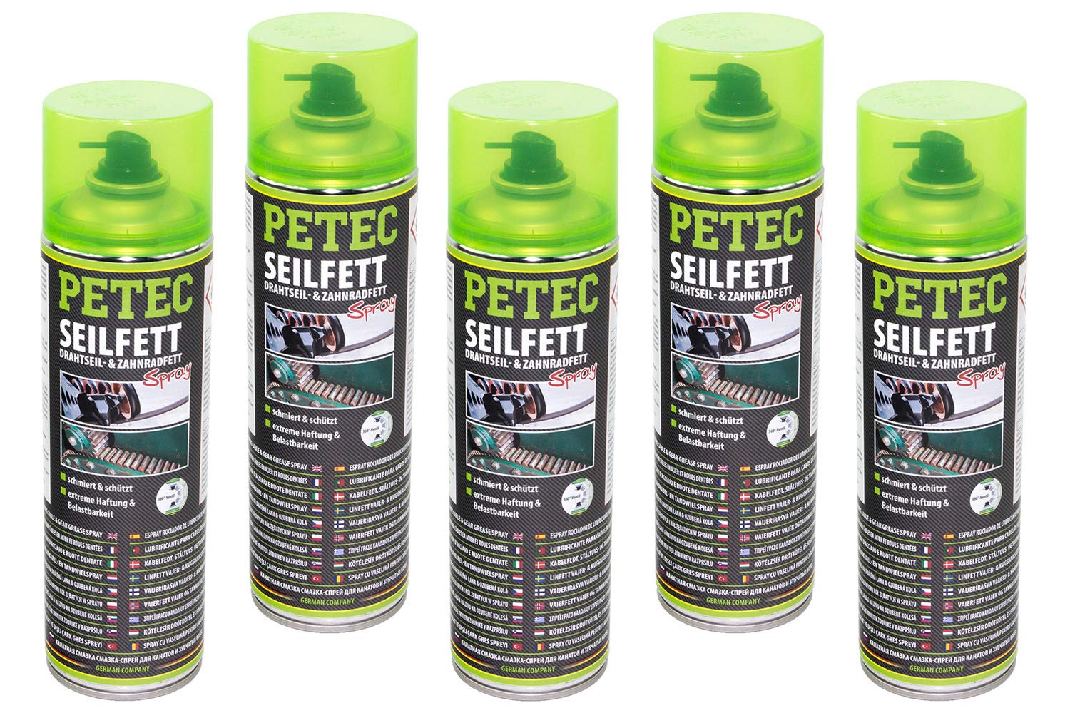 5x PETEC 500ml Seilfett Spray Drahtseil-& Zahnradfett Schutz Schmierung Grease 5x PETEC 500ml Seilfett Spray Drahtseil-& Zahnradfett Schutz Schmierung Grease von PETEC