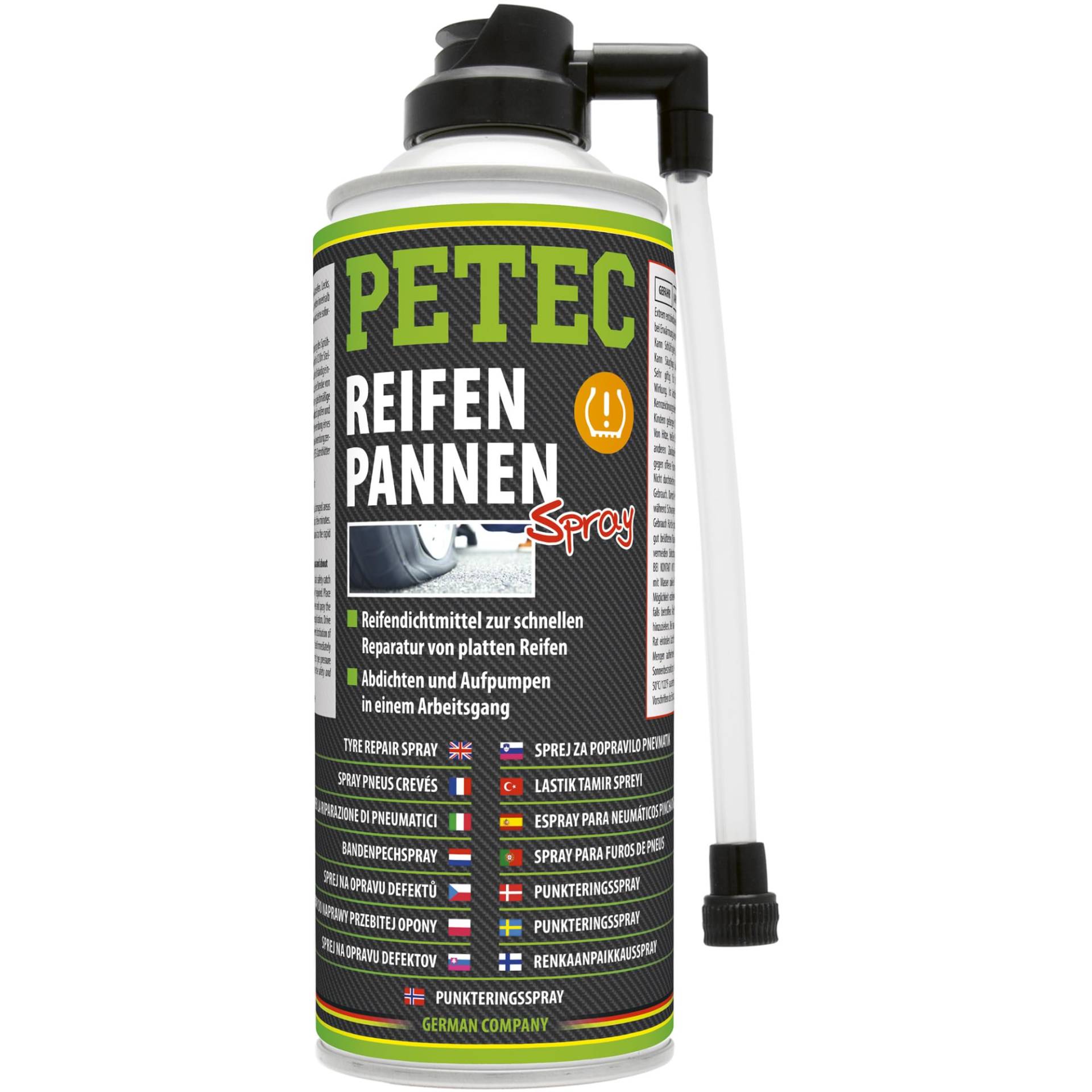 PETEC Pannenspray Autoreifen Dichtmittel 400ml Spray PKW. Sofortige Pannenhilfe ohne Werkzeug. Für alle gänigen Autoreifen. von PETEC
