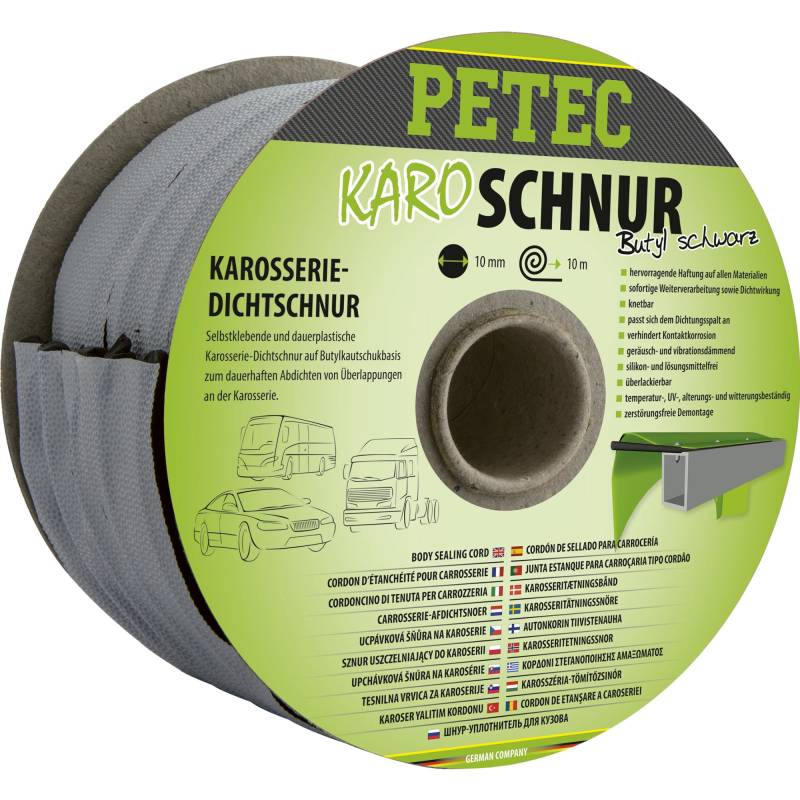 PETEC Karo-Schnur Butyl schwarz 10 mm x 10 m Rolle von PETEC