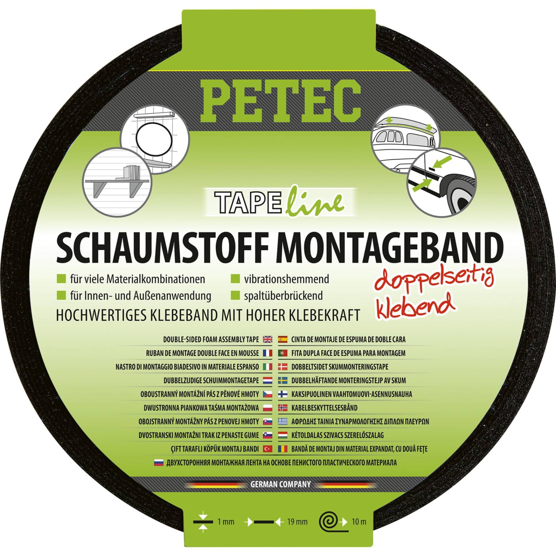 PETEC Schaumstoffband schwarz Montageband doppelseitig Doppelseitiges Klebeband 10m Schaumstoff selbstklebend Klebestreifen Wand Doppelklebeband 87200 PETEC Schaumstoffband schwarz Montageband doppelseitig Doppelseitiges Klebeband 10m Schaumstoff selbstklebend Klebestreifen Wand Doppelklebeband 87200 von PETEC