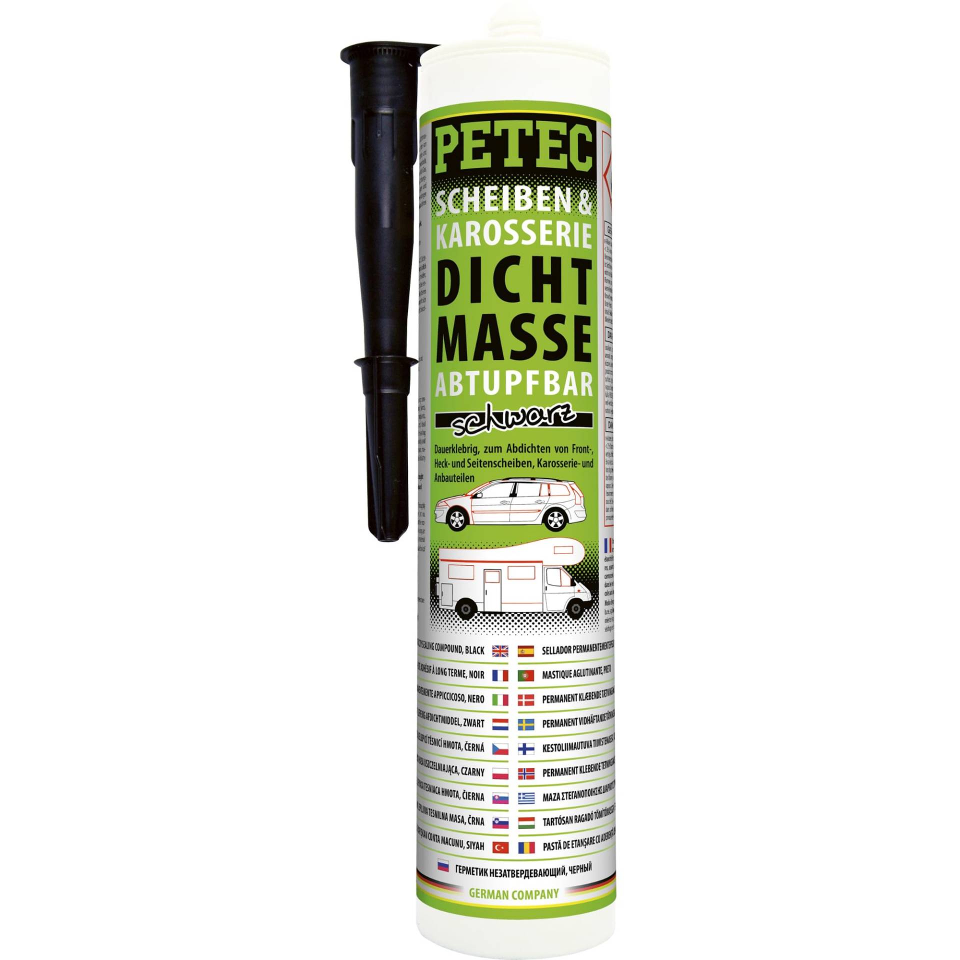 PETEC Scheiben- & Karosseriedichtmasse schwarz 310 ml Kartusche PETEC Scheiben- & Karosseriedichtmasse schwarz 310 ml Kartusche von PETEC