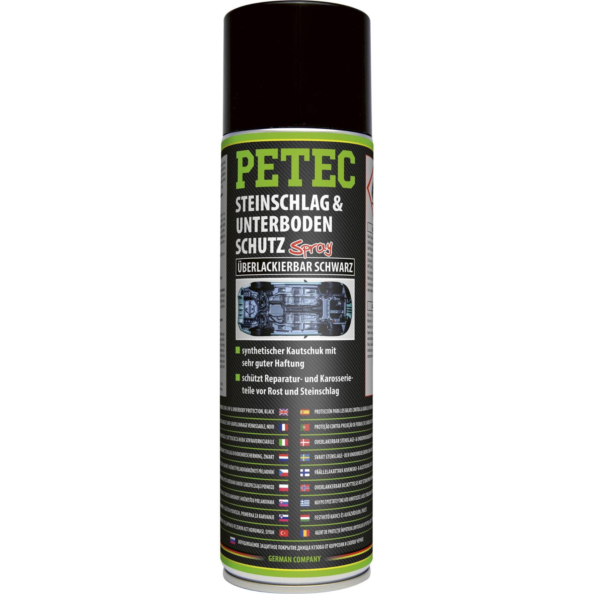 PETEC Unterbodenschutz Spray Steinschlagschutz überlackierbar. 500 ml Rostschutz in schwarz aus Kautschuk für Auto und Wohnwagen Unterboden 73250 PETEC Unterbodenschutz Spray Steinschlagschutz überlackierbar. 500 ml Rostschutz in schwarz aus Kautschuk für Auto und Wohnwagen Unterboden 73250 von PETEC
