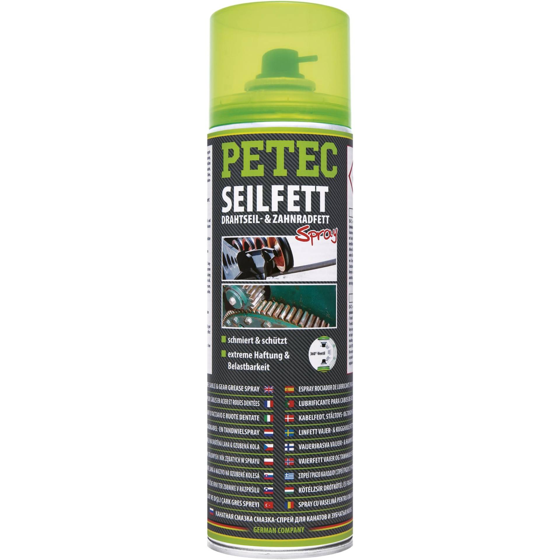 PETEC Seilfett, Drahtseil- & Zahnradfett, 500 ml Spray 71650, schwarzes Fett, inkl. Bitumen-Anteil von PETEC