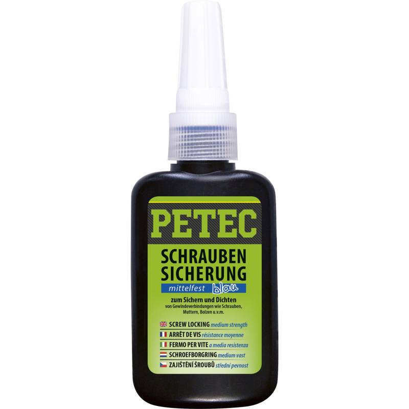 PETEC Schraubensicherung 50g. Schrauben Kleber zum Sichern und Dichten. Starker Klebstoff Schraubenkleber für Muttern, Bolzen und Gewindegrößen bis M36 91050 von PETEC