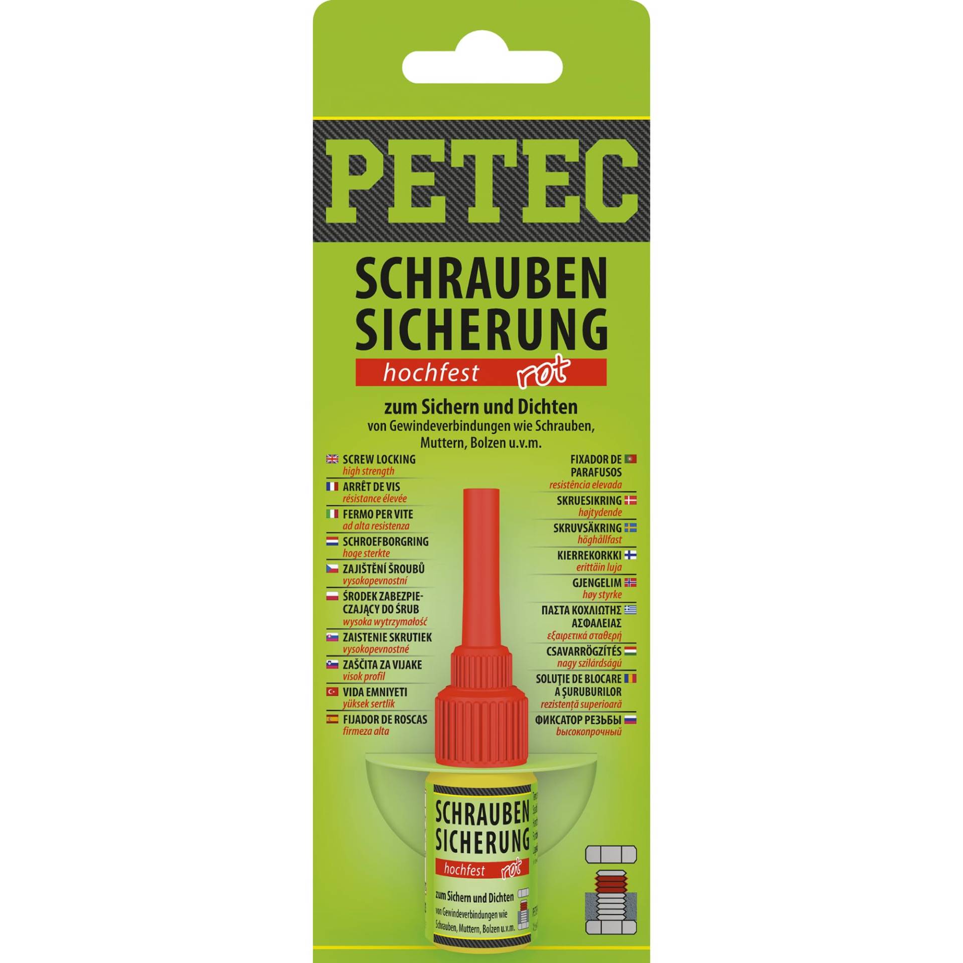 PETEC Schraubensicherung Hochfest rot 5g. Schrauben Kleber zum Sichern und Dichten. Starker Klebstoff Schraubenkleber für Muttern, Bolzen und Gewindegrößen bis M20. 92005 von PETEC