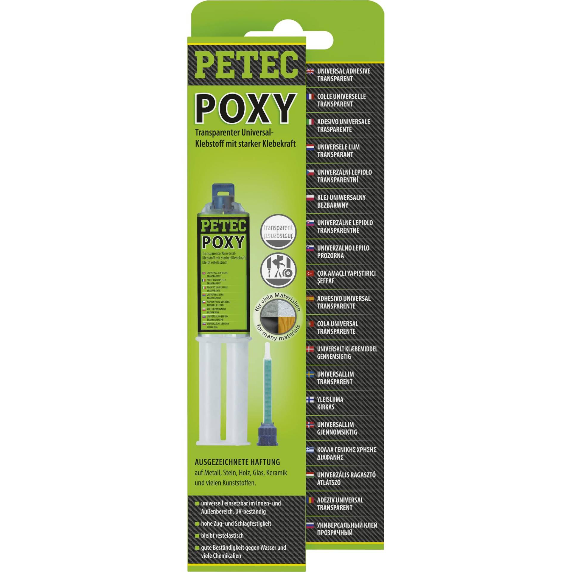 PETEC POXY 2 Komponenten Kleber extra stark Epoxidharz Klebstoff transparent 24 ml Doppelspritze. Zum Kleben von Metall, Kunststoff, Glas, Holz 98425 PETEC POXY 2 Komponenten Kleber extra stark Epoxidharz Klebstoff transparent 24 ml Doppelspritze. Zum Kleben von Metall, Kunststoff, Glas, Holz 98425 von PETEC