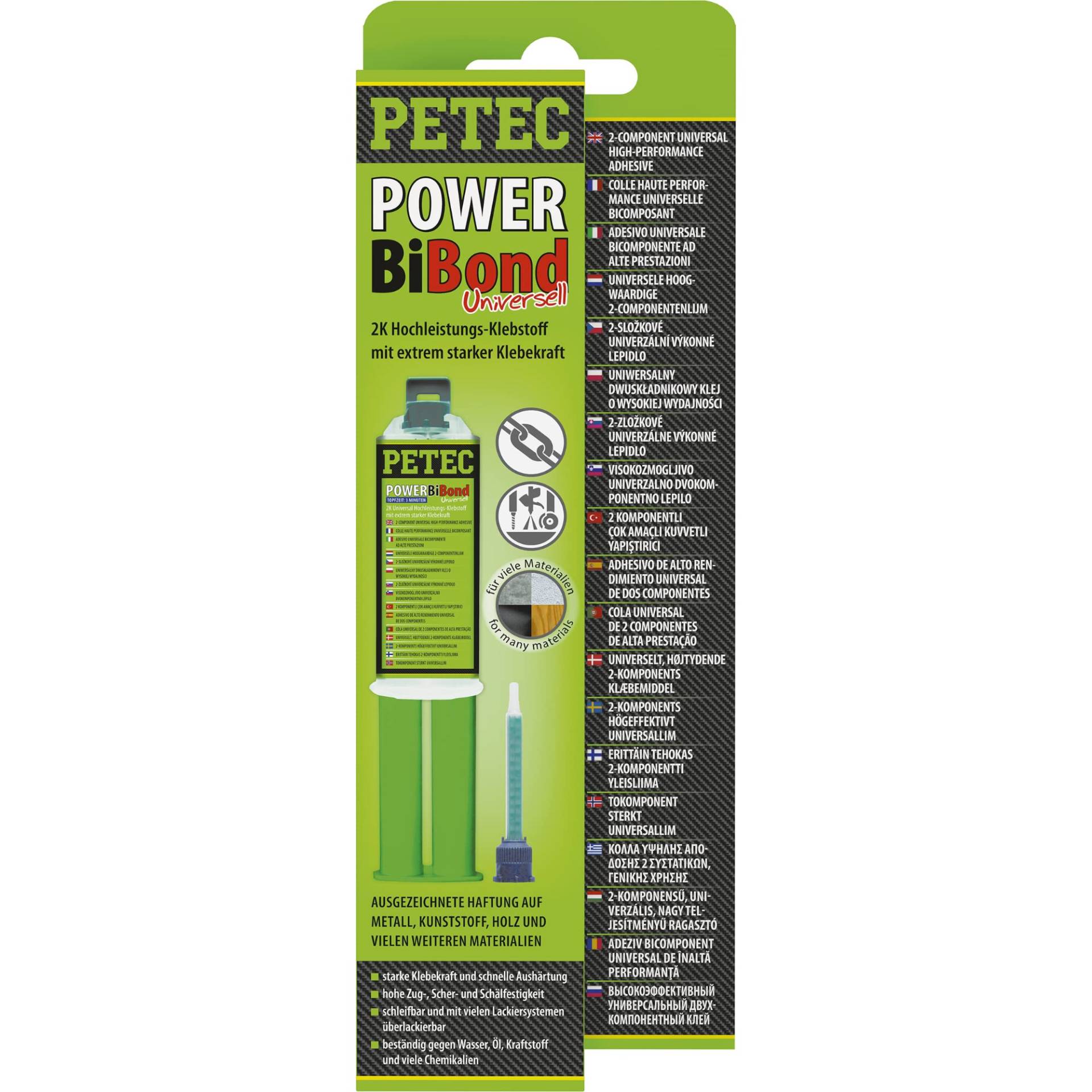 PETEC Power BiBond 2 Komponenten Kleber Metallkleber extra stark. 24 ml Doppelspritze Zweikomponentenkleber Kunststoff, Metall, Modellbau und Karosserie 98625 von PETEC