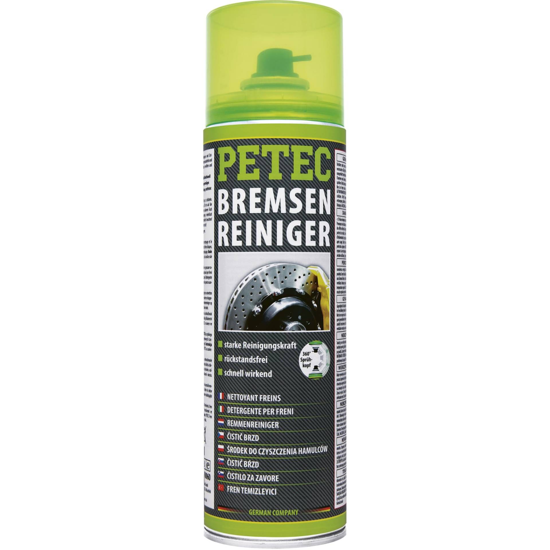 PETEC Bremsenreiniger Spray 500 ml acetonfrei, mit 360°-Ventil, auch überkopf anwendbar. Brake Cleaner Spraydose entfettet gründlich und trocknet schnell. 70060 von PETEC