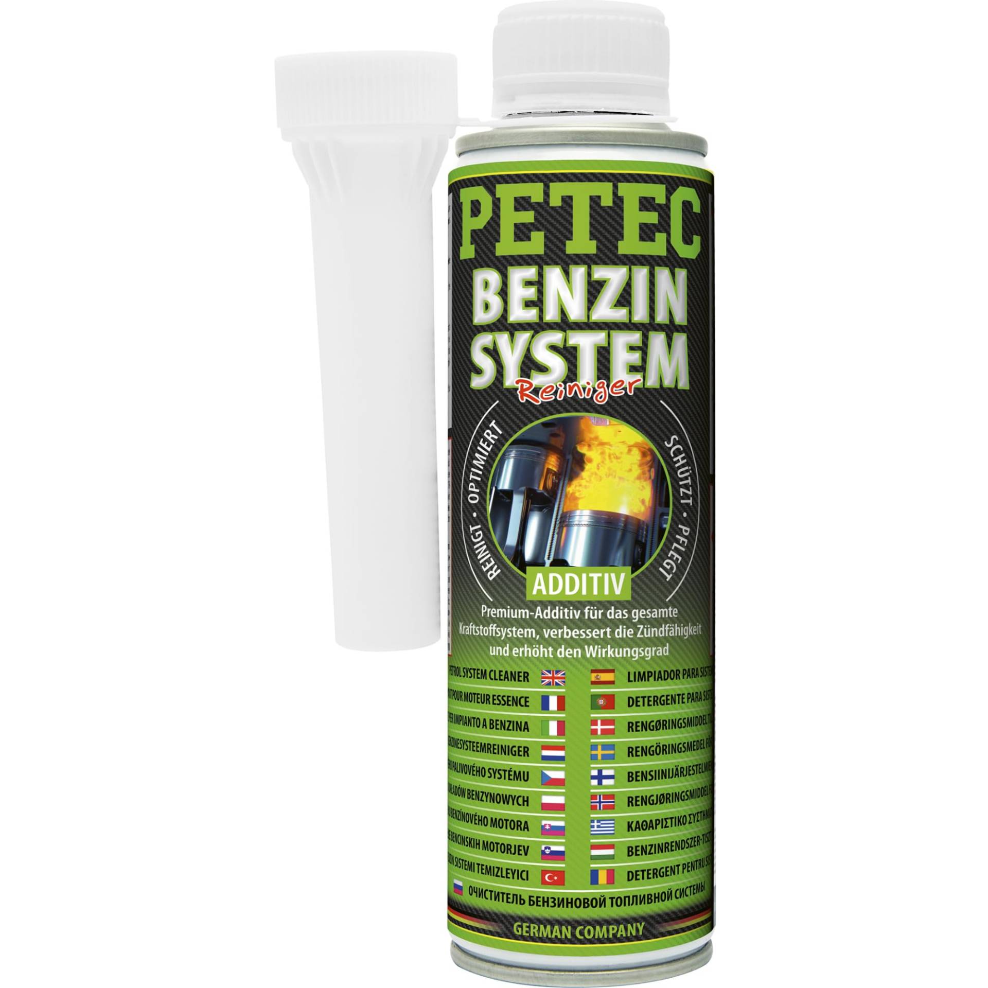 Petec Benzinsystem-Reiniger zum Lösen von Verschmutzungen & Verharzungen sowie zum Reinigen des Kraftstoffsystems bei Benzinmotoren, 300 ml von PETEC