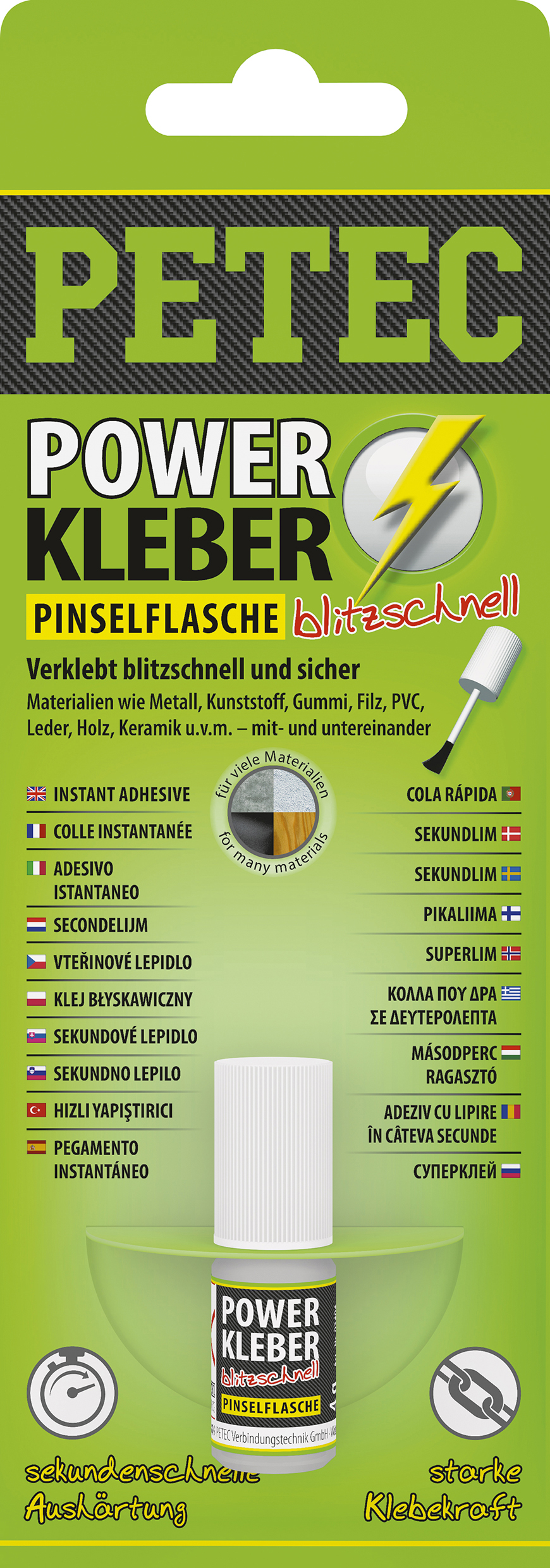 Power-Kleber Blitzschnell, Pinselflasche, 4 g, Petec von Petec