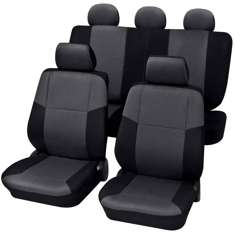 PETEX Auto Sitzbezüge Universal Komplett Set 15-teilig - Sylt schwarz, Eco Class mit SAB 2 Vario Plus von PETEX