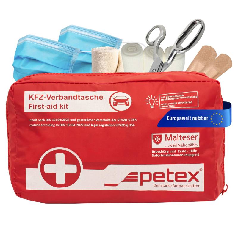 PETEX 43930012 Verbandtasche Inhalt nach DIN 13164, rot von PETEX