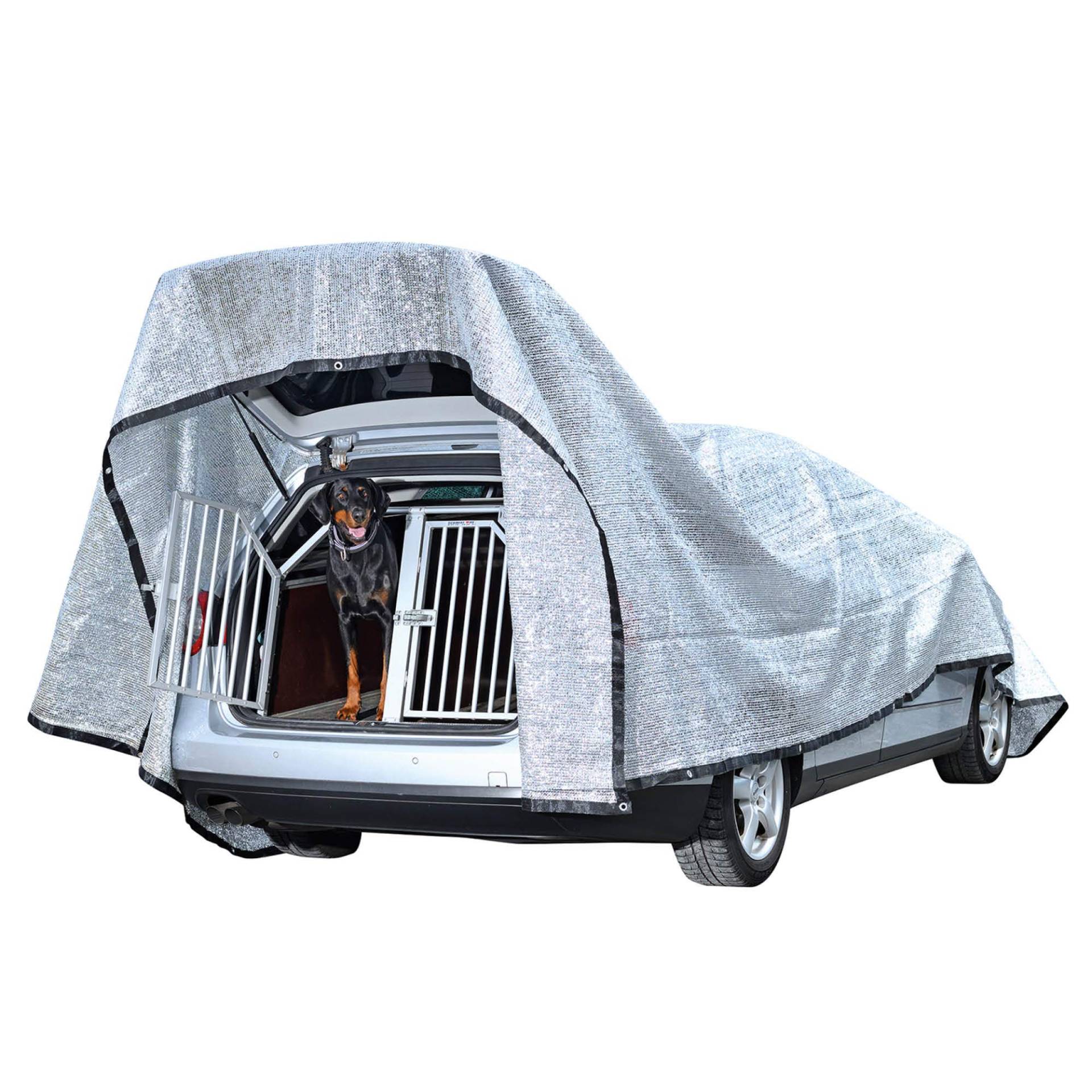 Petgold Schattennetz Auto für Hunde 3x4 m – 12m² Alunetz 85% UV Sonnenschutz Hitzeschutz Haube für Tiere von Petgold