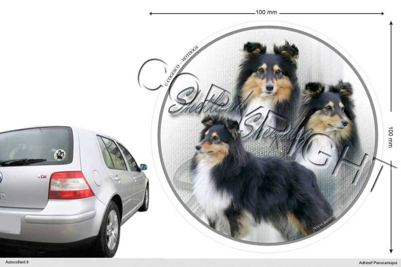 Pets-easy Circular Aufkleber Hund 10 cm Sheltie von Pets-easy