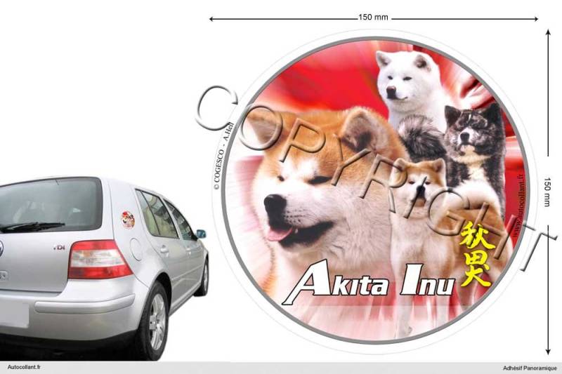 Pets-easy Circular Aufkleber Hund 15 cm Akita Inu von Pets-easy