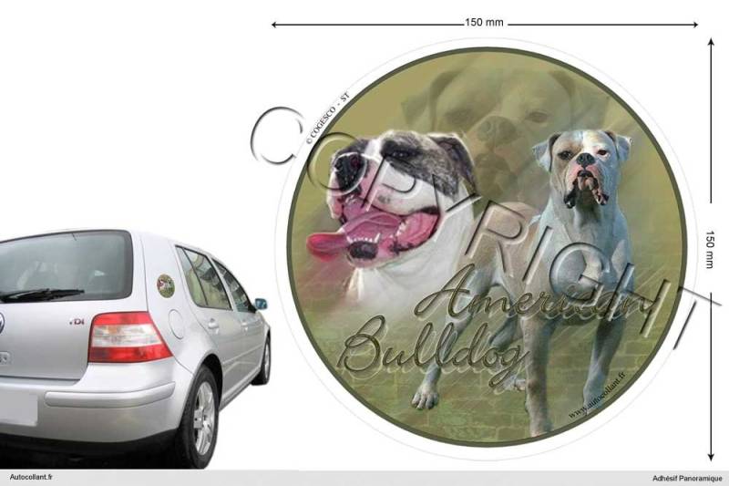 Pets-easy Circular Aufkleber Hund 15 cm American Bulldog von Pets-easy