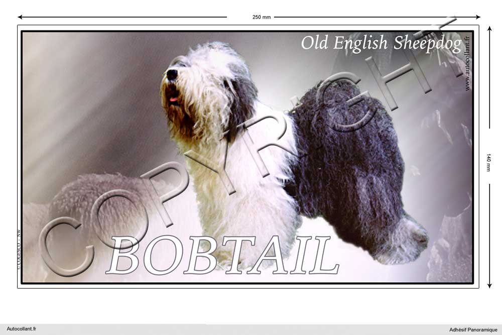 Pets-easy Rechteckige Aufkleber Hund 25 cm Old English Sheepdog (Bobtail) von Pets-easy