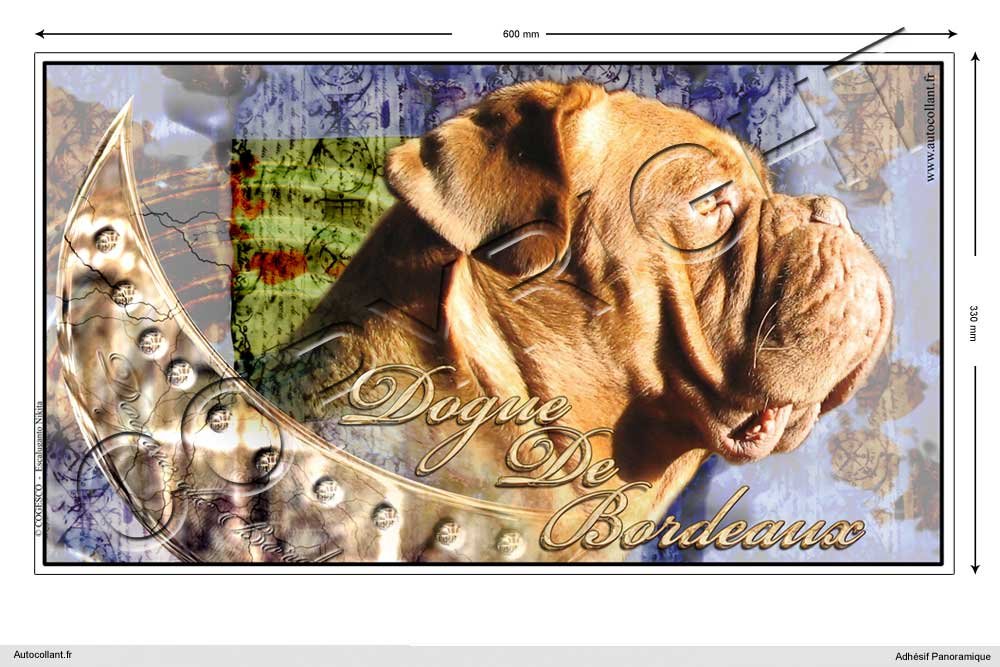 Pets-easy Rechteckige Aufkleber Hund 60cm Bordeauxdogge von Pets-easy