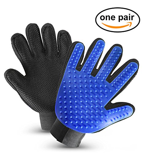 petsee Fellpflege Handschuh – Sanfte deShedding Bürste Handschuh – Effiziente Pet Haarentferner Mitt – Massage Werkzeug – Ideal für Hunde, Katzen und Pferde mit lange & kurze Fell – (ein Paar) von Petsee