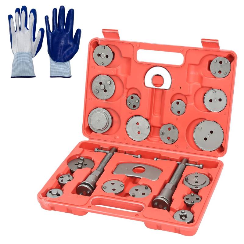 Peviasot 2X 22TLG Bremskolbenrücksteller Set, mit Handschuhen – Universal KFZ Bremskolben Rücksteller Werkzeug mit Rechts- & Linksgewinde, Adapter für gängige Automarken von Peviasot
