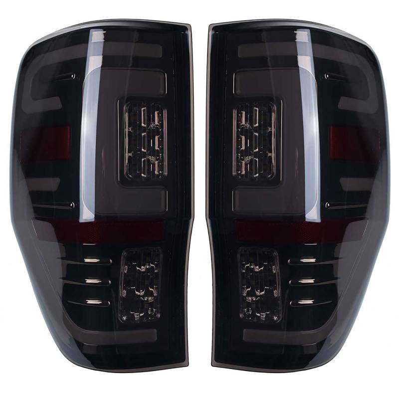 Pevolgen Rücklicht Für Ford Ranger Raptor T6 T7 PX XL XLT MK1 MK2 2012-2019 Rückleuchten LED DIY Auto Licht Hintere Bremsleuchte 1 Paar, Black Schwarz von Pevolgen