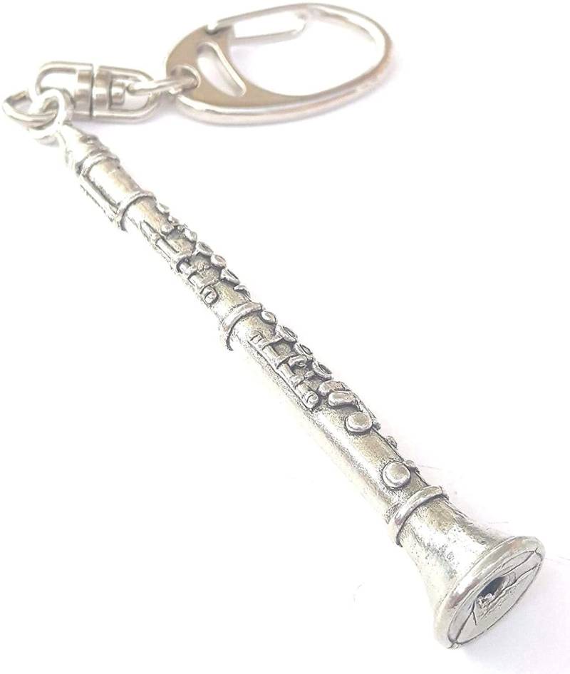 Pewter Keychains Klarinette-Schlüsselanhänger aus massivem Zinn, mit Geschenkbeutel. von Pewter Keychains