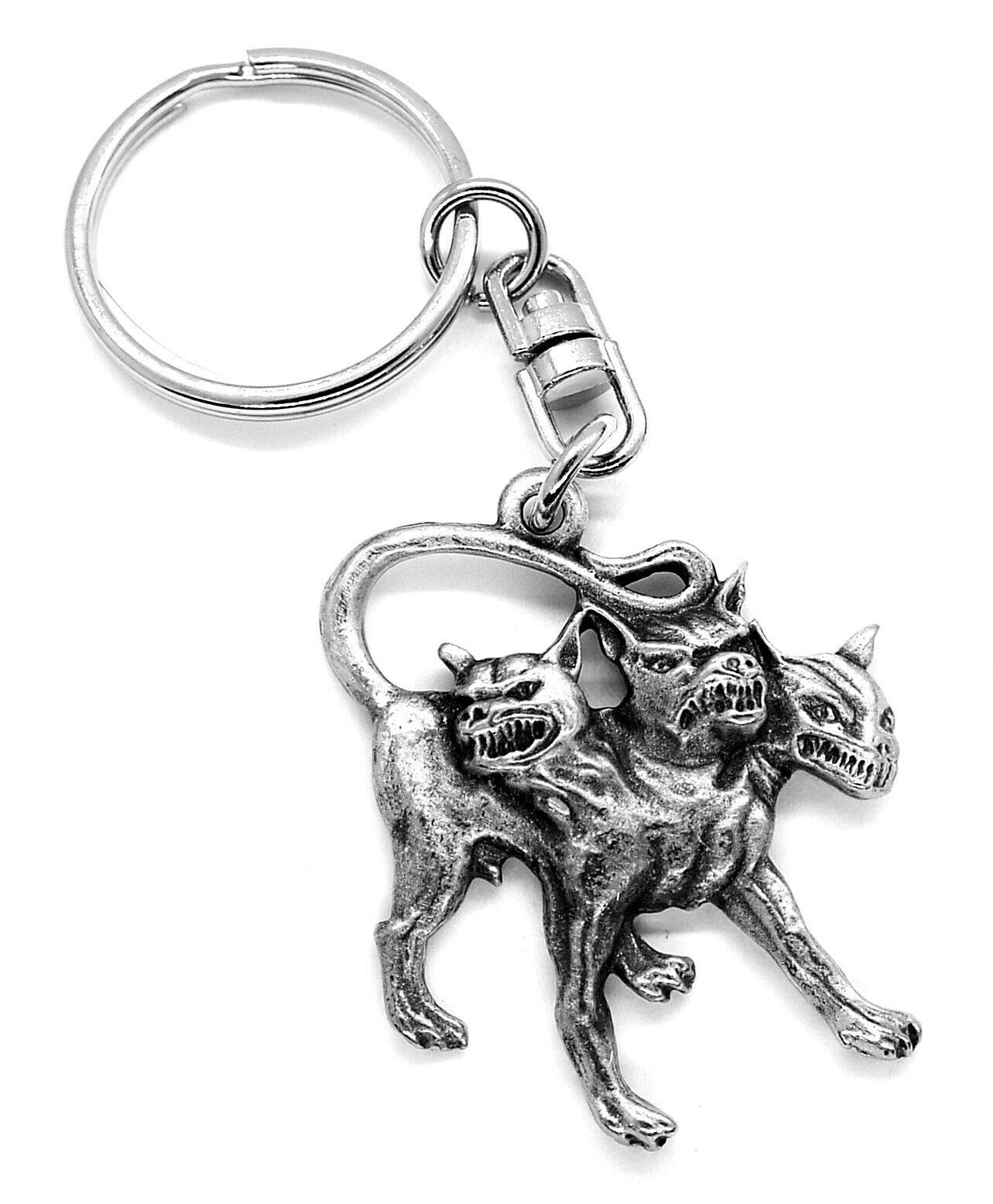 Schlüsselanhänger aus feinem Zinn, Motiv: Cerberus Hound of Hades, mit Geschenkbeutel Schlüsselanhänger aus feinem Zinn, Motiv: Cerberus Hound of Hades, mit Geschenkbeutel von Pewter Keychains