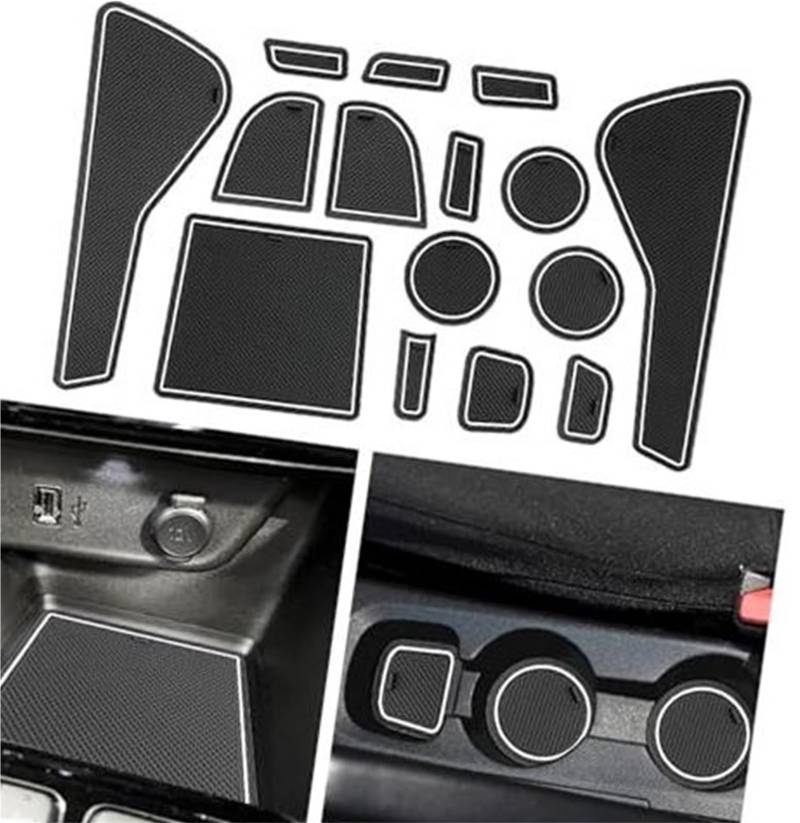 Pexorin For Opel, Corsa F 2020-2024 Gummimatten, Antirutschmatten Mittelkonsole Anti-Rutsch-Becher Getränkehalter Gummimatte Armlehne Ablagepolster Türschlitze Corsa F Zubehör Anti-Rutsch-Matten-Set f von Pexorin