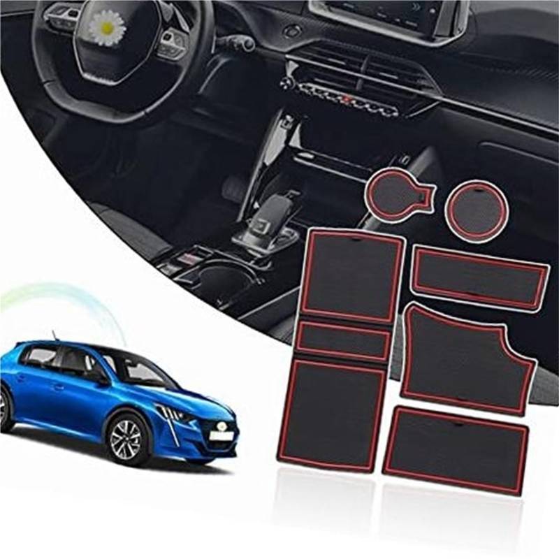Pexorin For Peugeot, 208 e-208 2008 e-2008 2020-2024 2025 Antirutschmatten Gummimatten, for Peugeot, 208 Zubehör Türschlitzmatte Armlehne Getränkehaltermatte Mittelkonsole Innenraum Gummimatten Anti-R von Pexorin