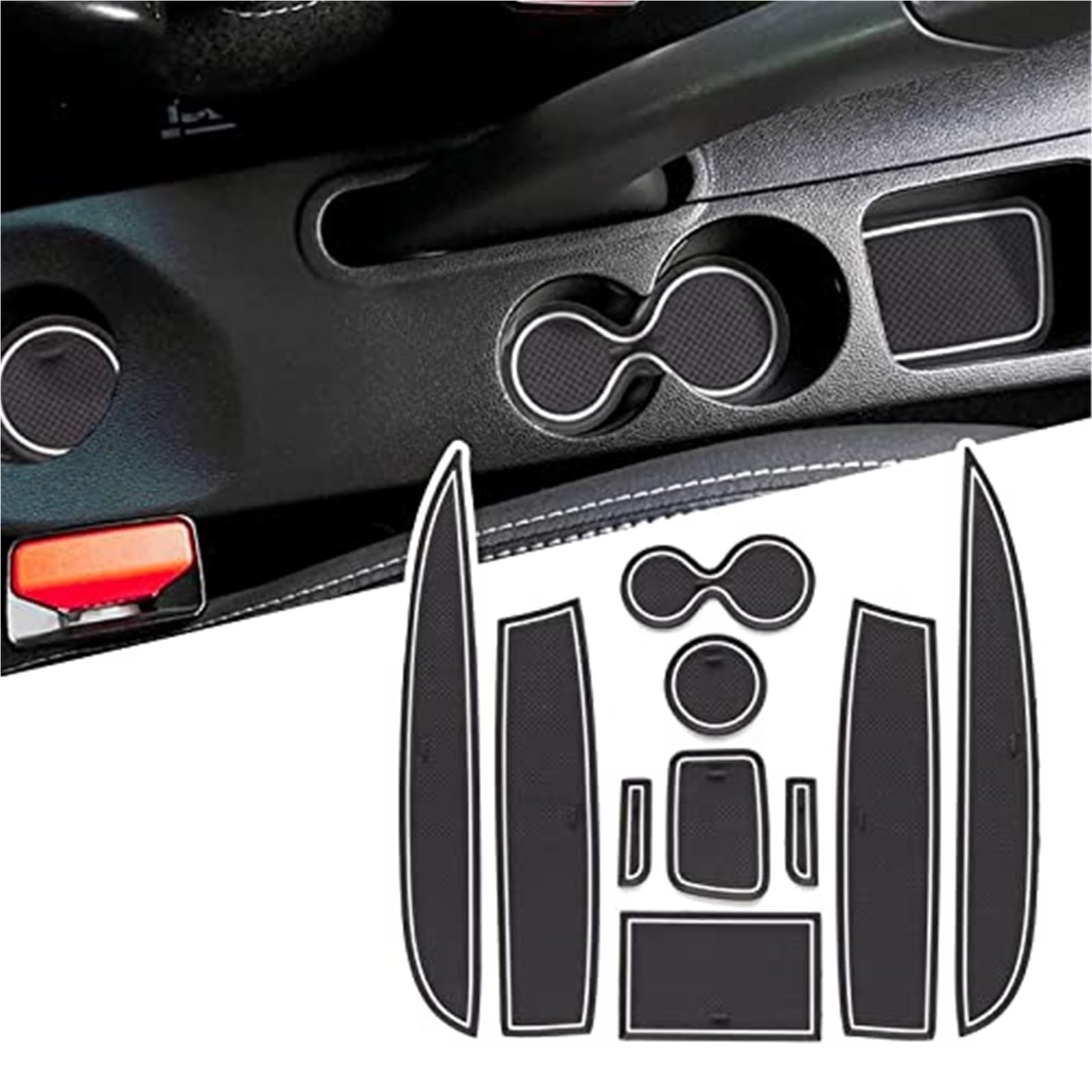 Pexorin For Renua-lt, for Clio 4 (Rechtslenker) Auto-Antirutschmatten, Autotürschlitzmatten Armlehne Getränkehaltermatte Mittelkonsole Gummimatten, Clio 4 Zubehör, 10 Stück/Satz Anti-Rutsch-Matten-Set von Pexorin