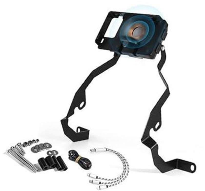 Pexorin GPS Moto Telefon Halterung, for PAN, for AMERICA 1250 1250S 2021 2022 Handy Halter Drahtlose USB Ladegerät Motos Navigation GPS Platte Anpassen Halterung Motorrad-Telefonhalterung(BLACK Wirele von Pexorin