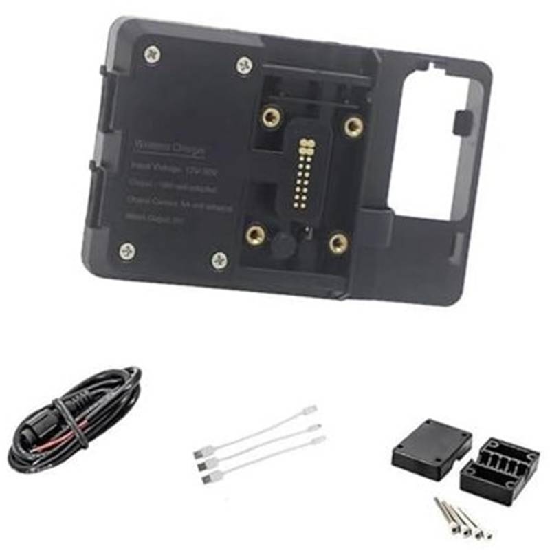 Pexorin GPS-Moto-Telefonhalterung, for Aprilia, for TUAREG 660 2022 Motorradtelefon Kabelloses und USB-Aufladen GPS-Navigationsplattenhalterung Halterständer Motorrad-Telefonhalterung(BLACK Wireless C von Pexorin