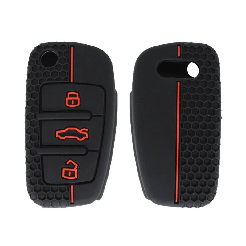 Pexorin Silikon-Autoschlüsselabdeckung, Klappschlüsselgehäuse, Schlüsselanhänger, schlüssellos, for A1 A3 A4 A5 A6 A7 A8 R8 TT S5 S6 S7 S8 Sq5 Q5 Q7 Rs4 Autoschlüsseletui von Pexorin