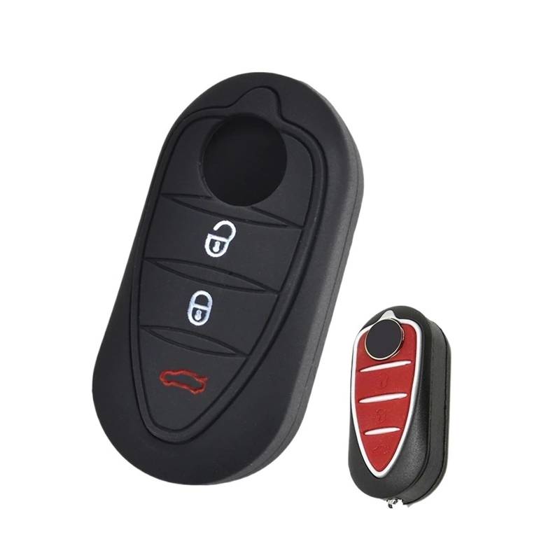 Pexorin Silikon-Schlüsseletui mit 3 Tasten, Schlüsselanhänger, Schlüsselanhänger, Schlüsselanhänger, Schutz, Alfa, Romeo, Mito, Giulietta, Brera 4C 159, GTA Autoschlüsseletui von Pexorin