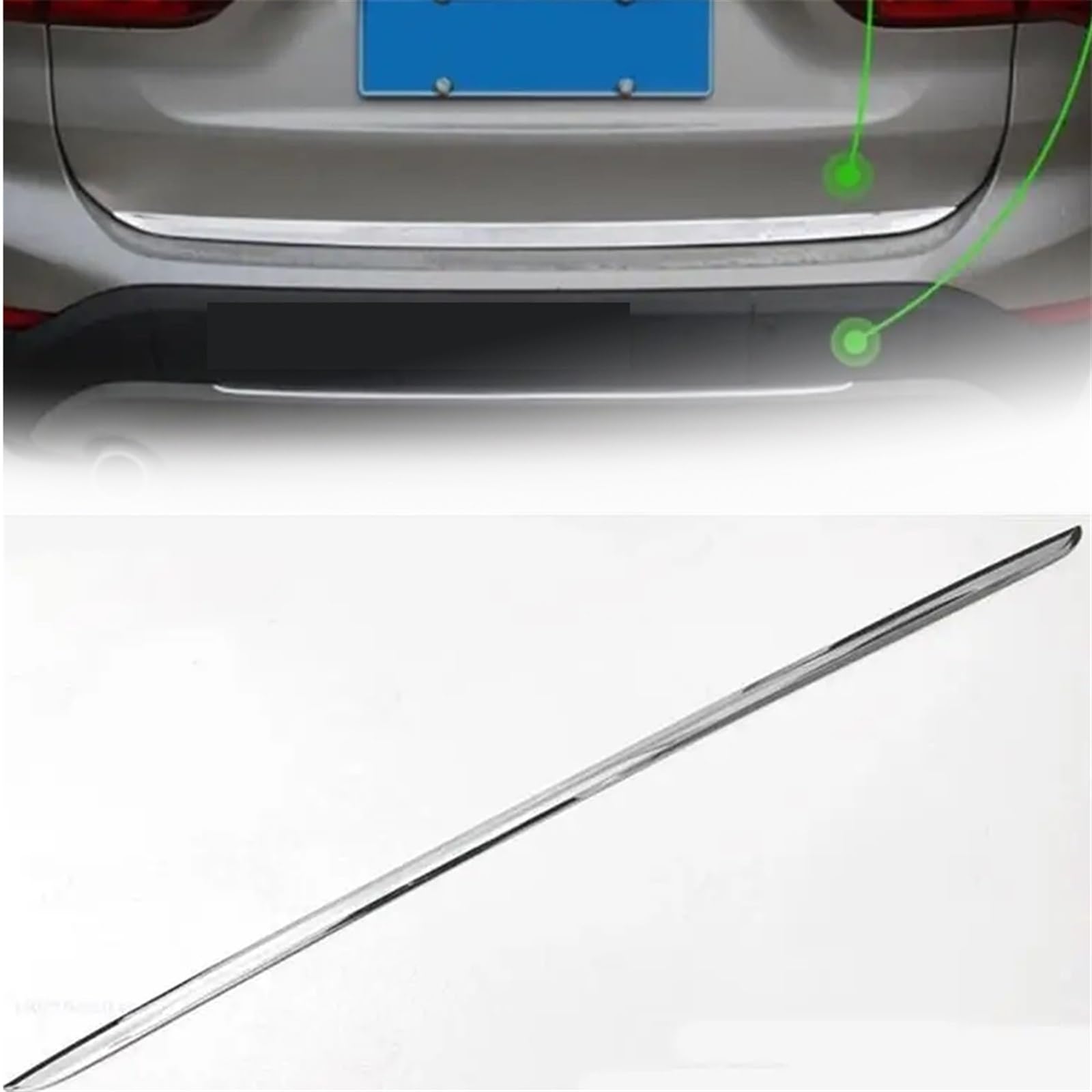 Pexorin for BMW, X1 2016-2017 2018 Edelstahl Heckklappe Kofferraumverkleidung Zierleiste Heckklappe Zierleiste Zubehör Kofferraumdeckel-Kantenleiste von Pexorin