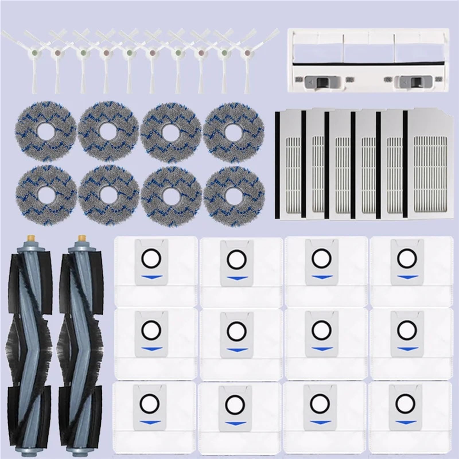 Pexorin for Ecovacs Deebot X1 Omni / T10 Omni Zubehör Roboter Staubsauger Teile Staubbeutel Hepa-Filter Wichtigsten Seite Pinsel mopp Mülleimer Roboter-Staubsauger-Kit(37PCS) von Pexorin