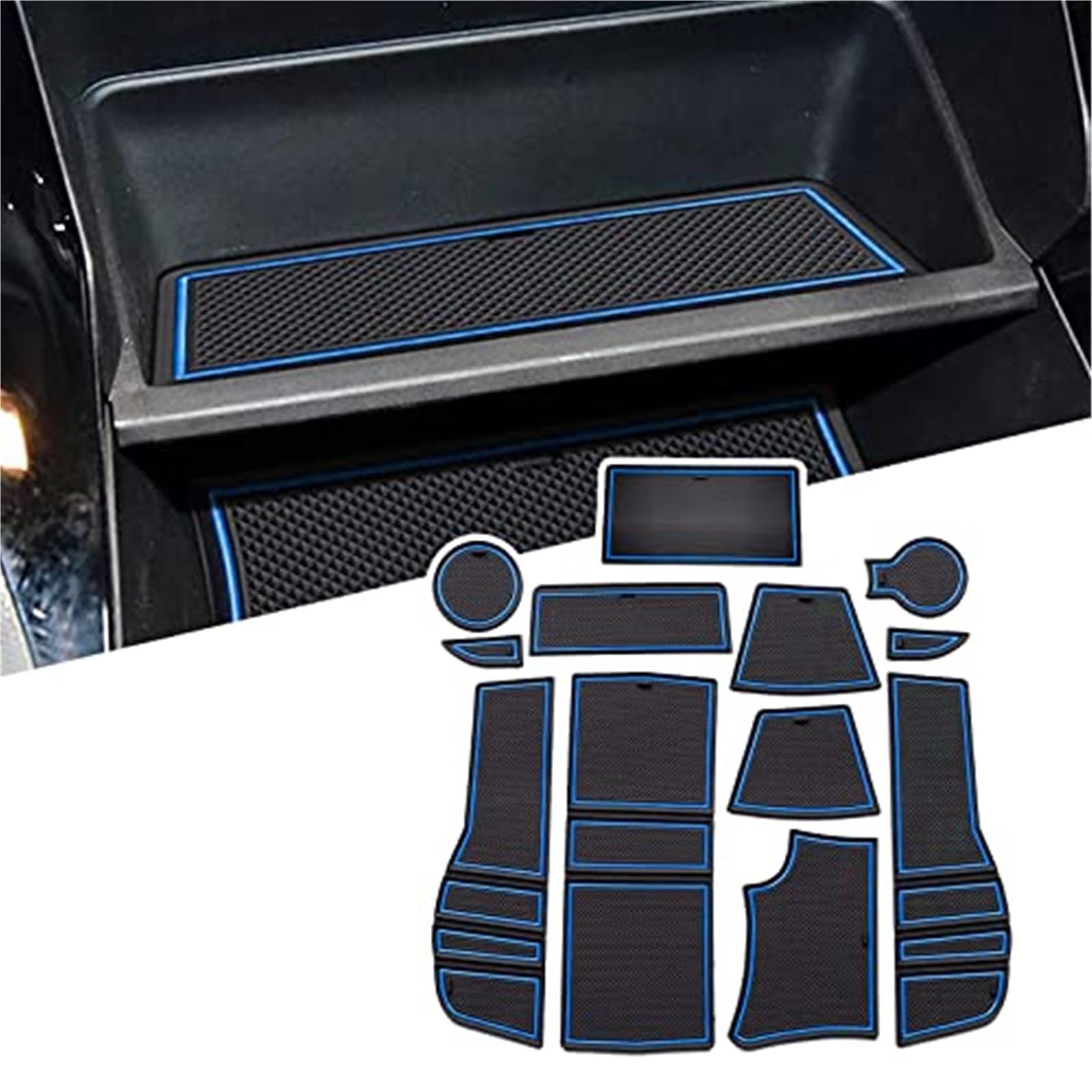 Pexorin for Peugoet 2008 e-2008 GT Line 2020-2022 Auto rutschfeste Gummimatten (für RHD-Automatikgetriebe), Autotürschlitzmatte, Getränkehaltermatte, Armlehne, Mittelkonsolen, Innendekoration, 12-TLG von Pexorin