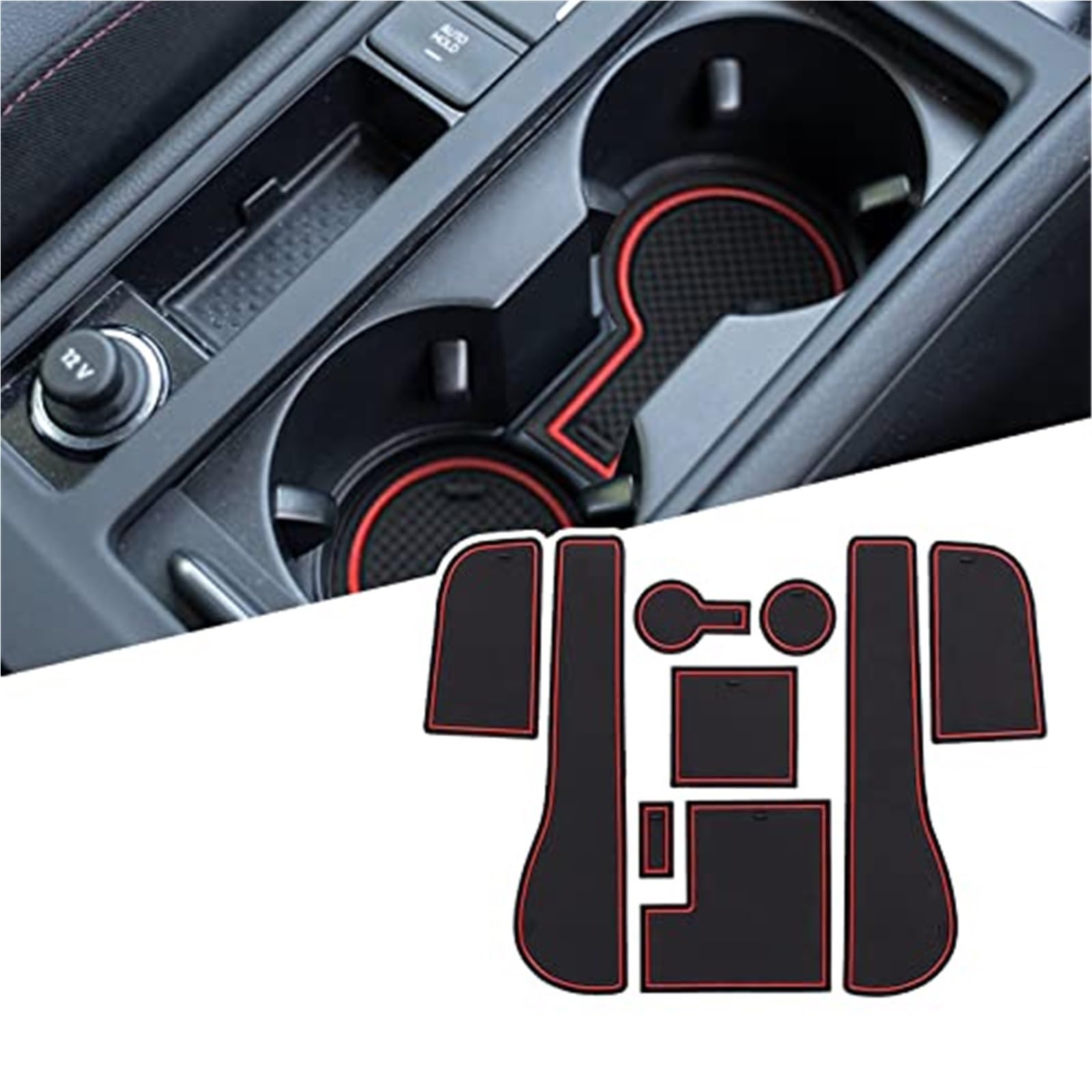Pexorin rutschfeste Gummimatten, for VW, for Golf, 7 7.5 MK7 2016-2019 (Rechtslenker), Automatten Türschlitzmatte Auto Armlehne Getränkehaltermatte Mittelkonsole Gummimatte, for Golf, 7 Zubehör, 9 Stü von Pexorin