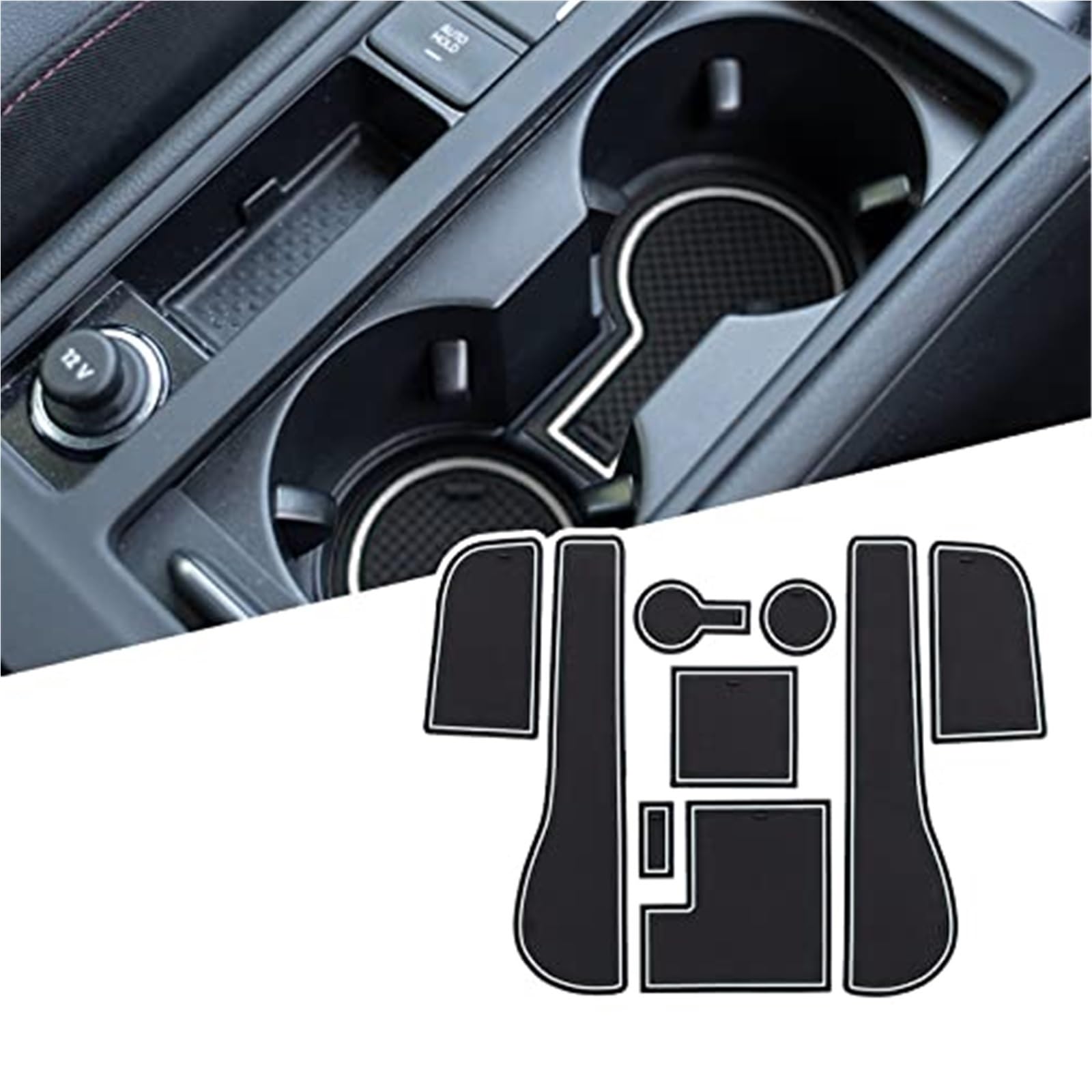 Pexorin rutschfeste Gummimatten, for VW, for Golf, 7 7.5 MK7 2016-2019 (Rechtslenker), Automatten Türschlitzmatte Auto Armlehne Getränkehaltermatte Mittelkonsole Gummimatte, for Golf, 7 Zubehör, 9 Stü von Pexorin