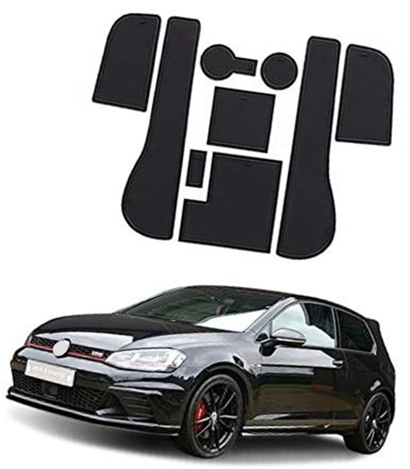 Pexorin rutschfeste Gummimatten, for VW, for Golf, 7 7.5 MK7 2016-2019 (Rechtslenker), Automatten Türschlitzmatte Auto Armlehne Getränkehaltermatte Mittelkonsole Gummimatte, for Golf, 7 Zubehör, 9 Stü von Pexorin