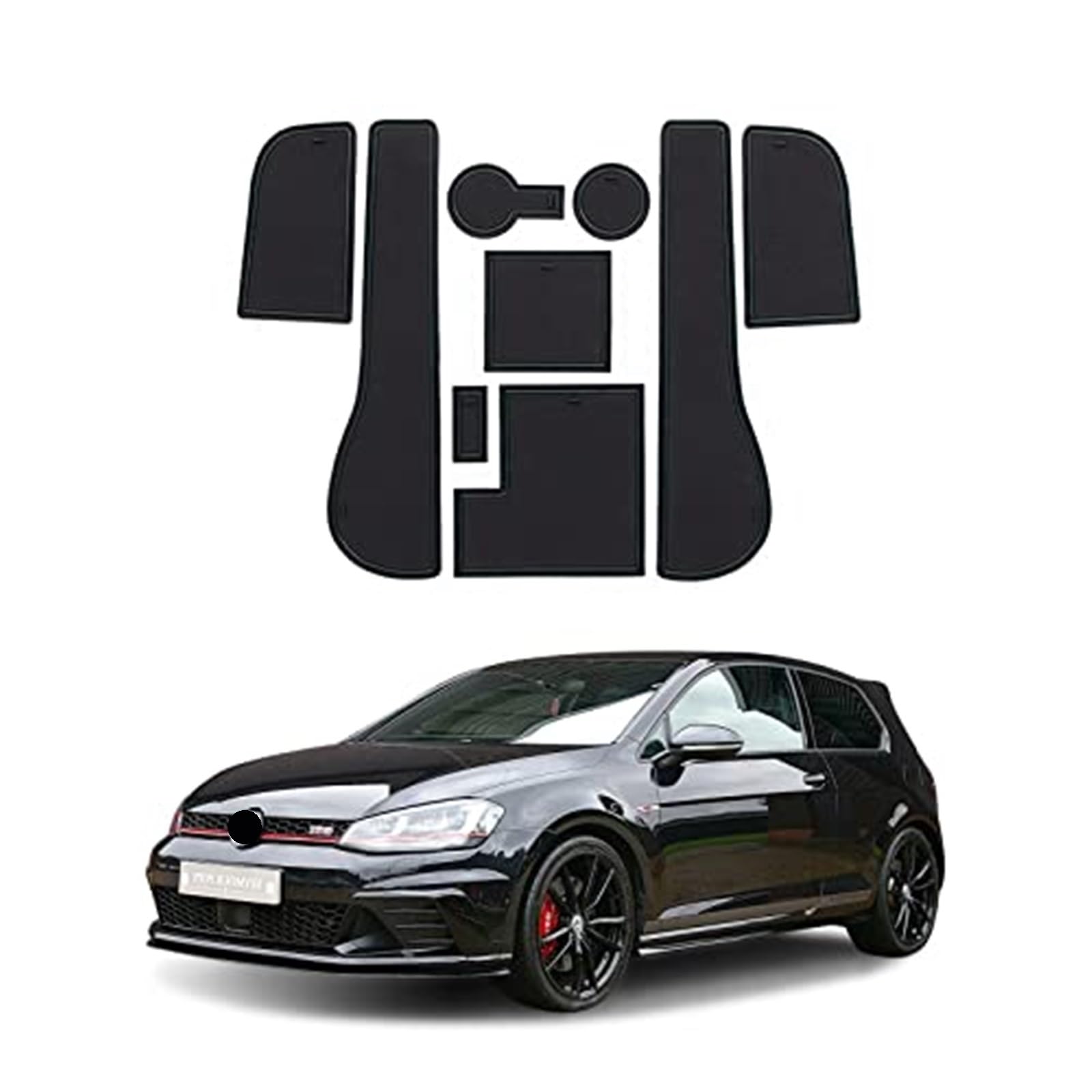 Pexorin rutschfeste Gummimatten, for VW, for Golf, 7 7.5 MK7 2016-2019 (Rechtslenker), Automatten Türschlitzmatte Auto Armlehne Getränkehaltermatte Mittelkonsole Gummimatte, for Golf, 7 Zubehör, 9 Stü von Pexorin