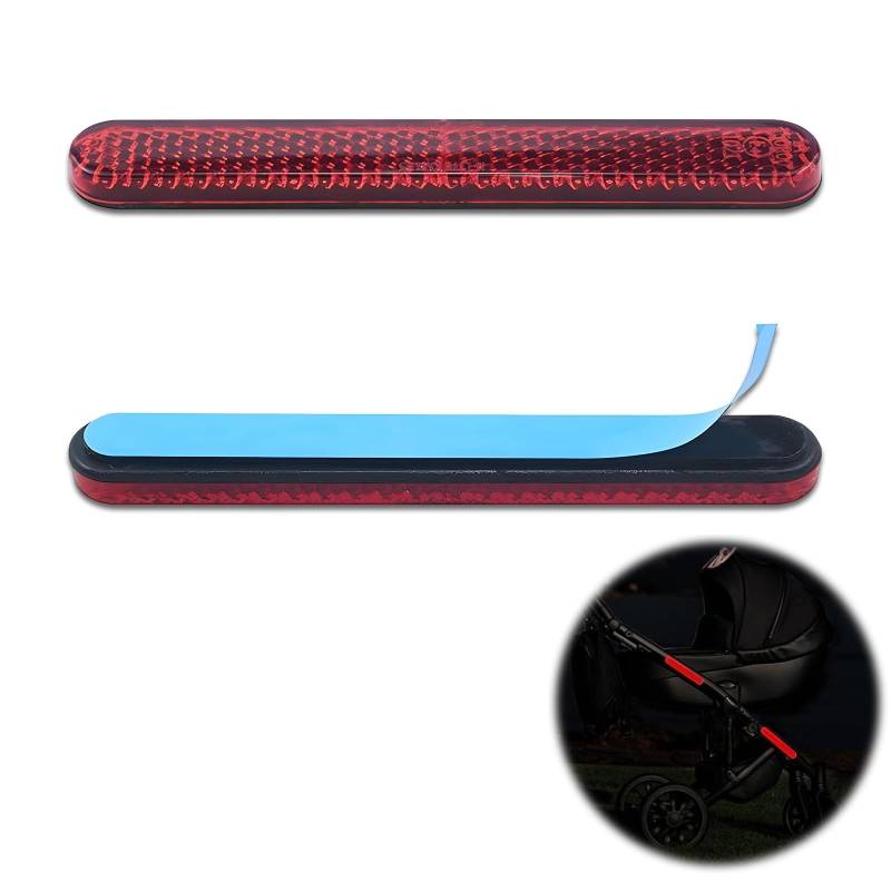 Peysaitr 2 Stück Motorrad Reflektoren E4 Hinten Rot, Katzenauge Reflektor hinten mit Aluminium Platte selbstklebend, 100X13X7mm Fahrrad Reflektoren, für Motorrad Fahrrad Multifunktional Scooter von Peysaitr