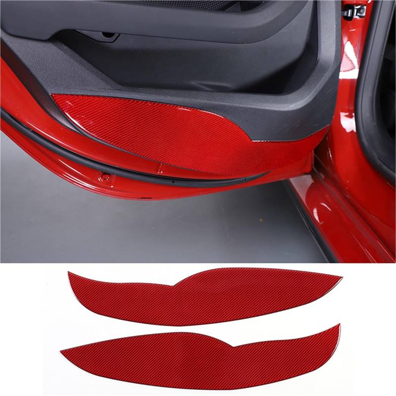 Pfdwmdoi Interieur Zubehör Für 2 Serie F44 2020 2021 2022 2023 Weiche Carbon Faser Auto Tür Anti-Kick Panel Aufkleber Car Interieurleisten(B Rear Door RED) von Pfdwmdoi