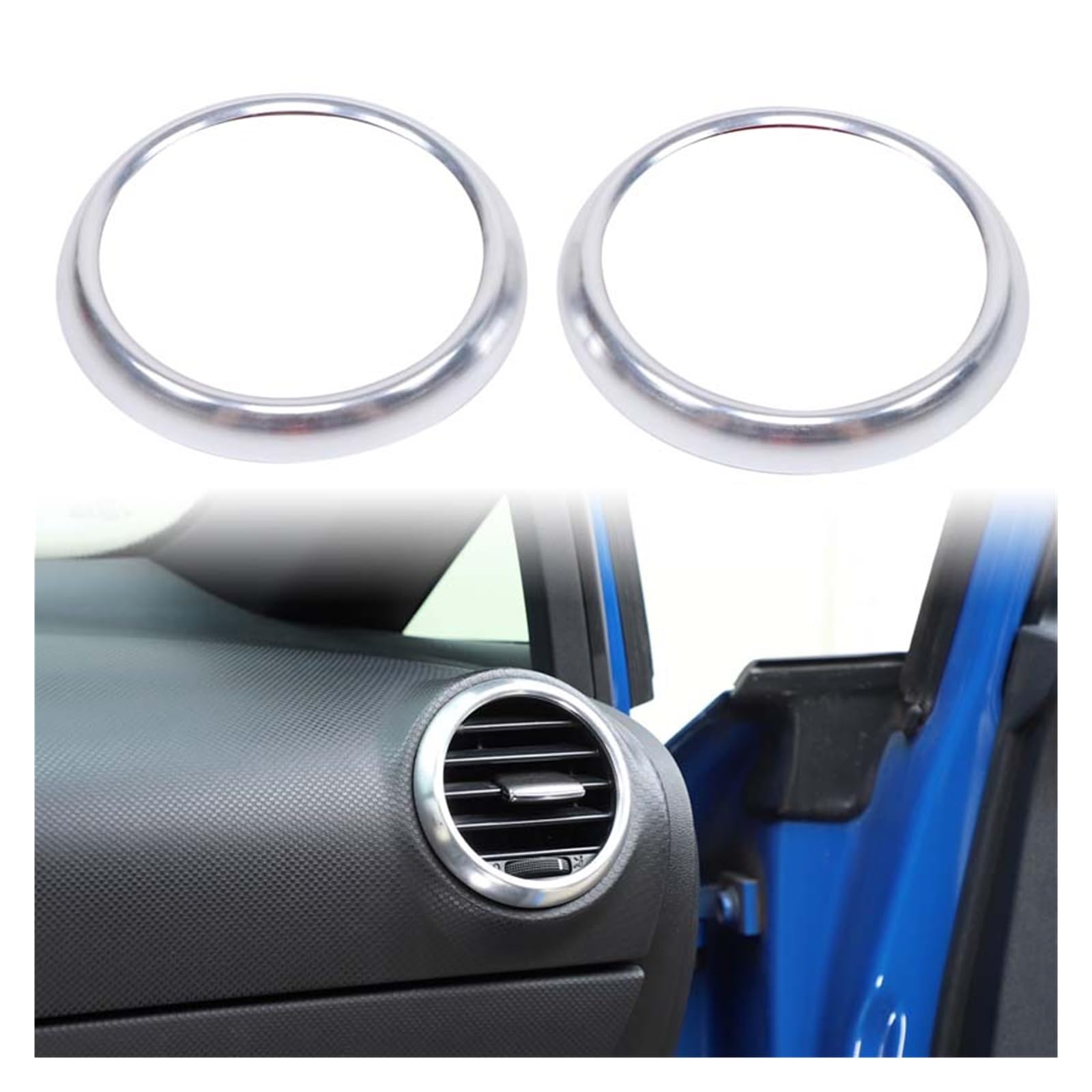 Pfdwmdoi Interieur Zubehör Für SEAT Für Leon MK2 2008-2012 Aluminiumlegierung Auto Center Control Side Air Outlet Dekorativer Ring Autoinnenraum Car Interieurleisten(Silver) von Pfdwmdoi