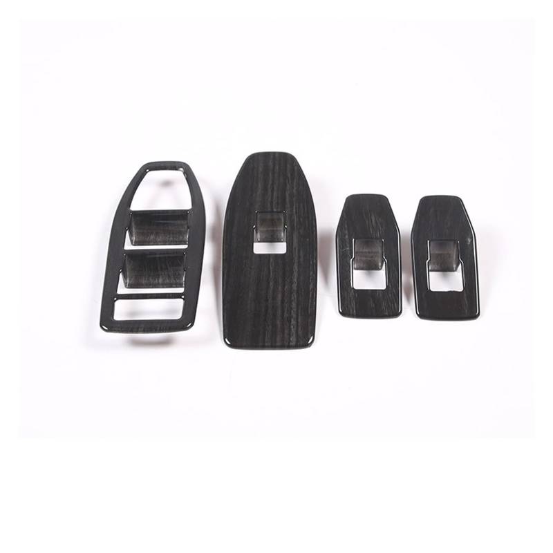 Pfdwmdoi Interieur Zubehör Für X1 IX1 U10 U11 2023-2024 ABS Chrom/Kohlefaser Auto Fensterheber Schalter Knopfabdeckung Trim Car Interieurleisten(Black Wood Grain) von Pfdwmdoi